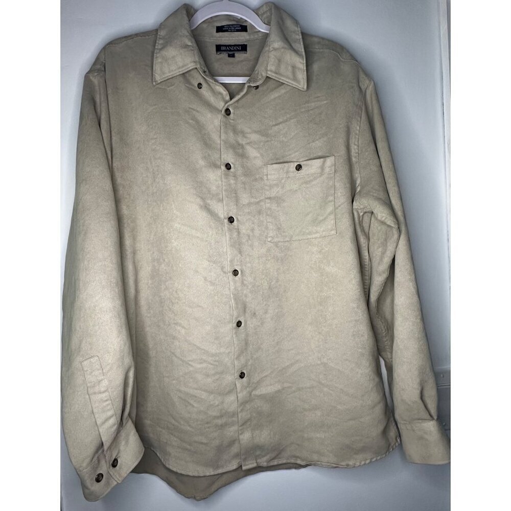 Brandini Men’s Button down shirt sz L Long Sleeve Polyester Utility Workwear